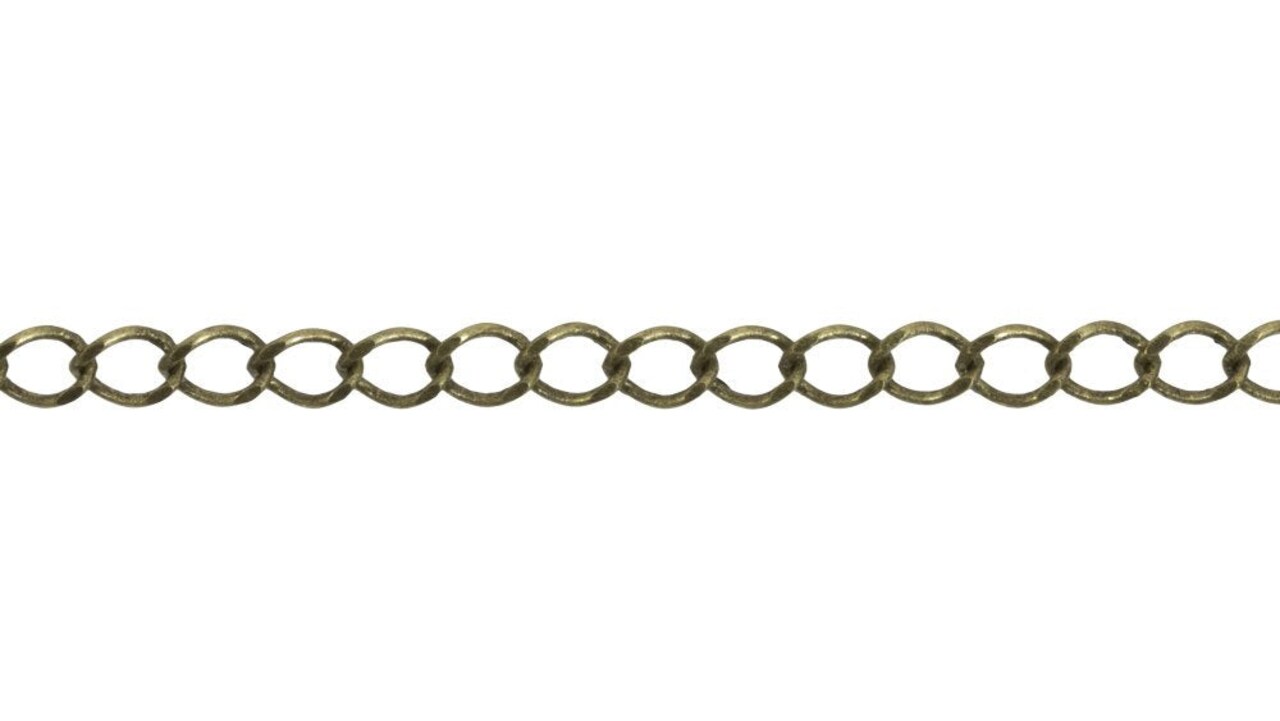 JewelrySupply 4mm Antique Brass Pltaed Curb Chain (Priced per Foot)